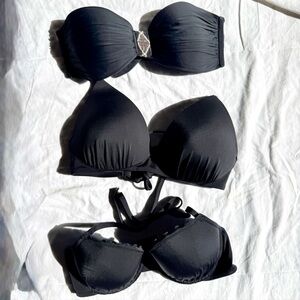 3 black Bikini top set